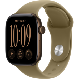 Apple Watch Series 12 GPS + Cellular 42mm caja de aluminio bronce oscuro con Oliva Sport Band - M/L