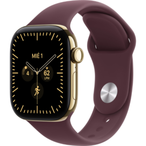 Apple Watch Series 12 GPS + Cellular 46mm caja de titanio oro brillante con Burdeos Sport Band - S/M