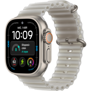 Apple Watch Ultra 4 GPS + Cellular 49mm caja titanio natural con Gris transparente Ocean Band