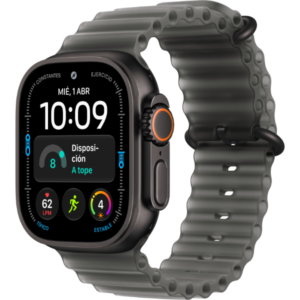 Apple Watch Ultra 4 GPS + Cellular 49mm caja titanio negro con Negro transparente Ocean Band