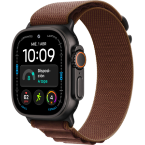 Apple Watch Ultra 4 GPS + Cellular 49mm caja titanio negro con Burdeos Alpine Loop - S