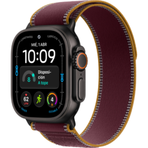 Apple Watch Ultra 4 GPS + Cellular 49mm caja titanio negro con Burdeos Trail Loop - M/L